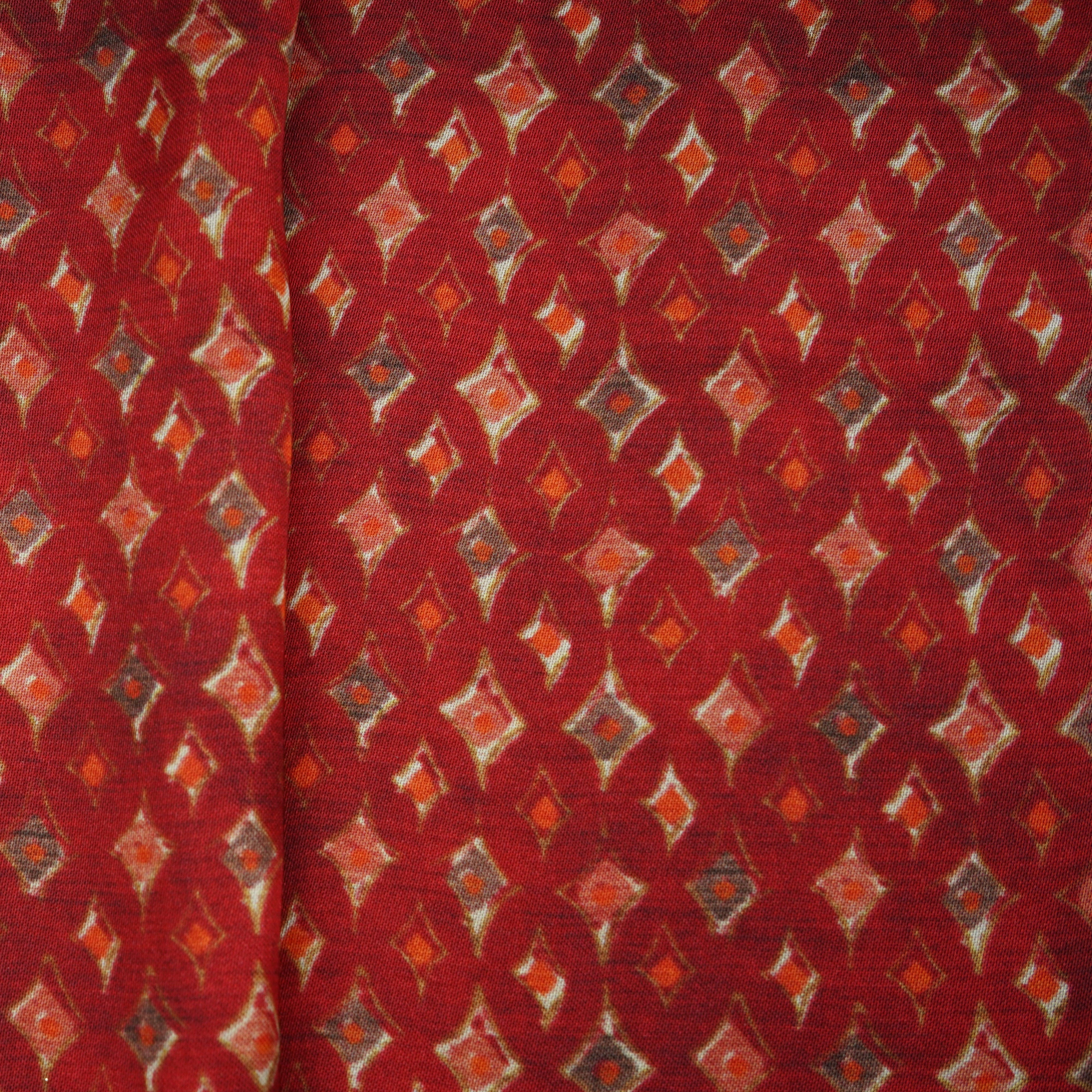 Brown Geometrical Print Bemberg Gajji Silk 20961 - TradeUNO