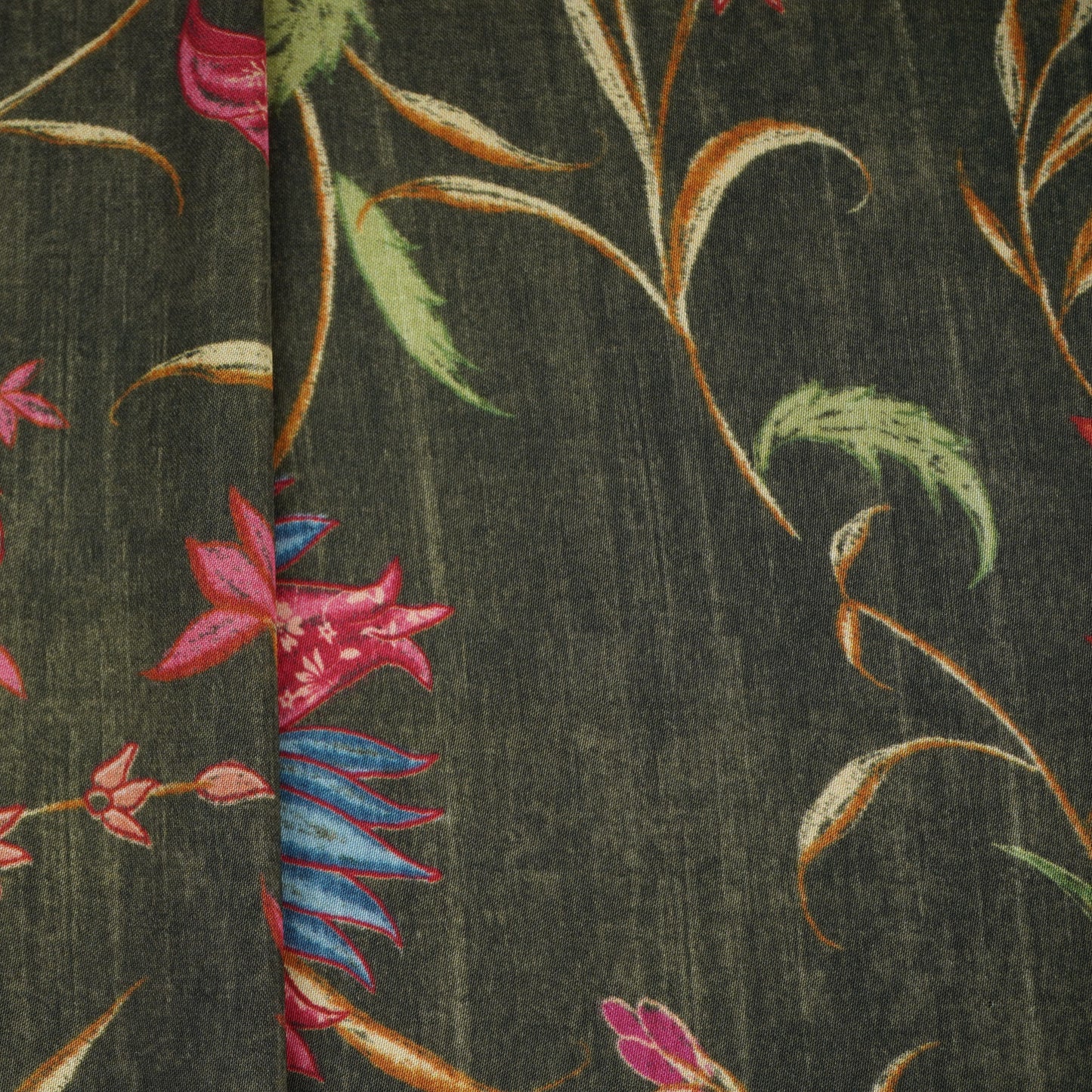 Mehndi Green Floral Print Bemberg Gajji Silk 20963
