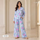 Blue Dobby check floral print Cotton Linen Fabric DE-32136