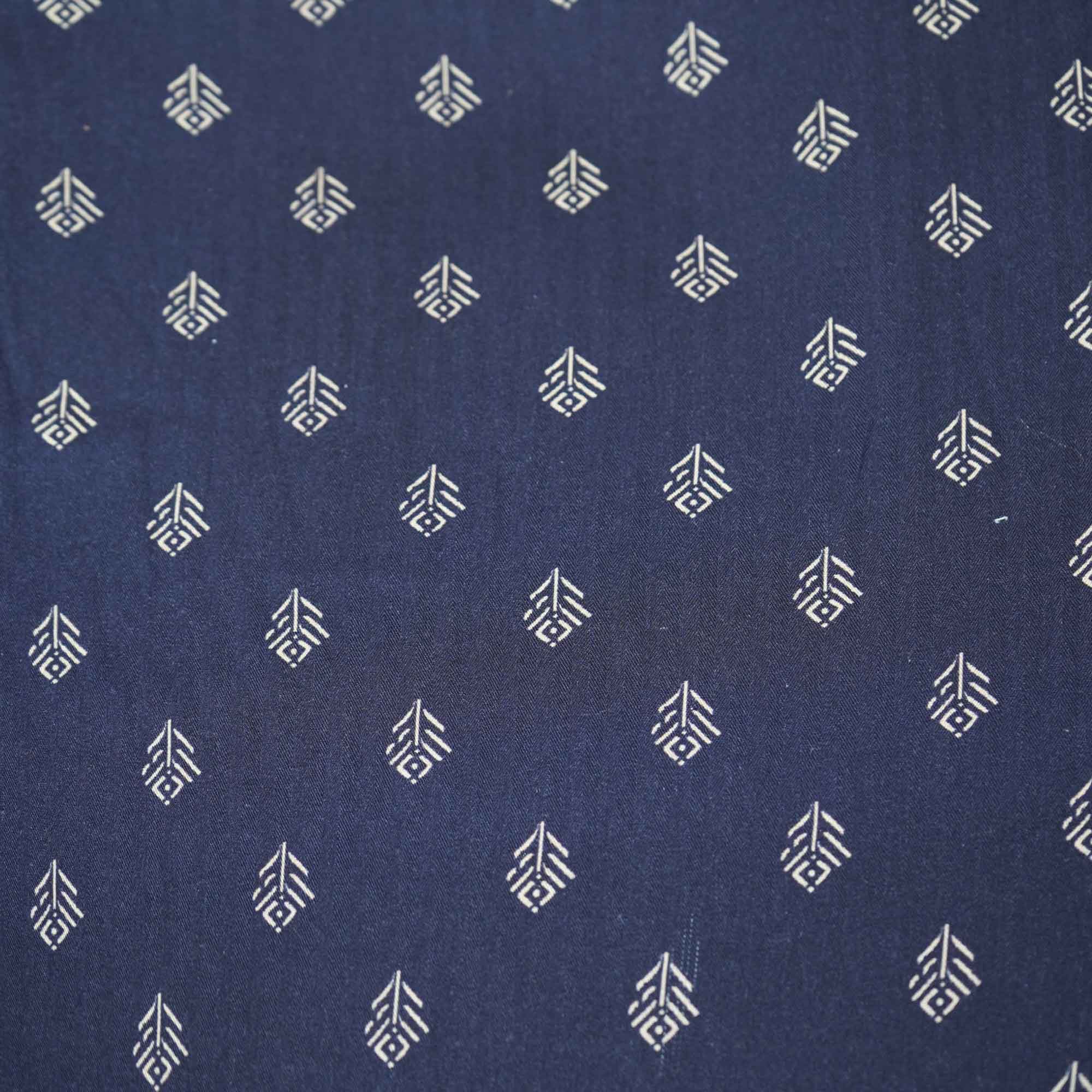 Navy Blue Geometrical Print Pashmina Fabric 151 RT-21003