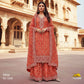 Orange Thread Sequins Embroidery Tissue Organza Fabric 21044
