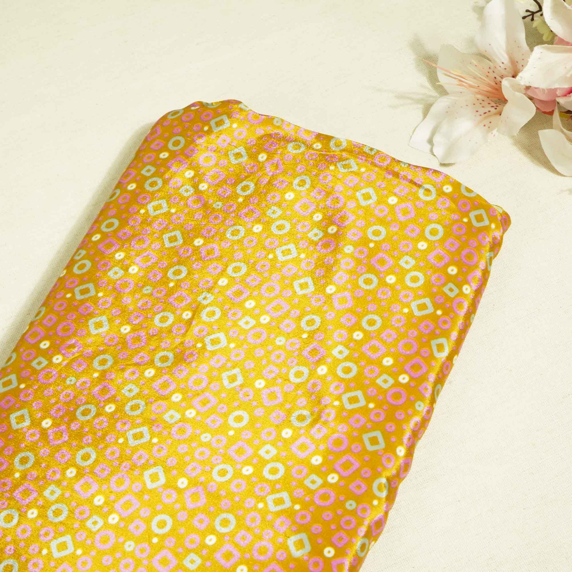 Brown Floral Print Natural Crepe Fabric 2703 MTF-21057