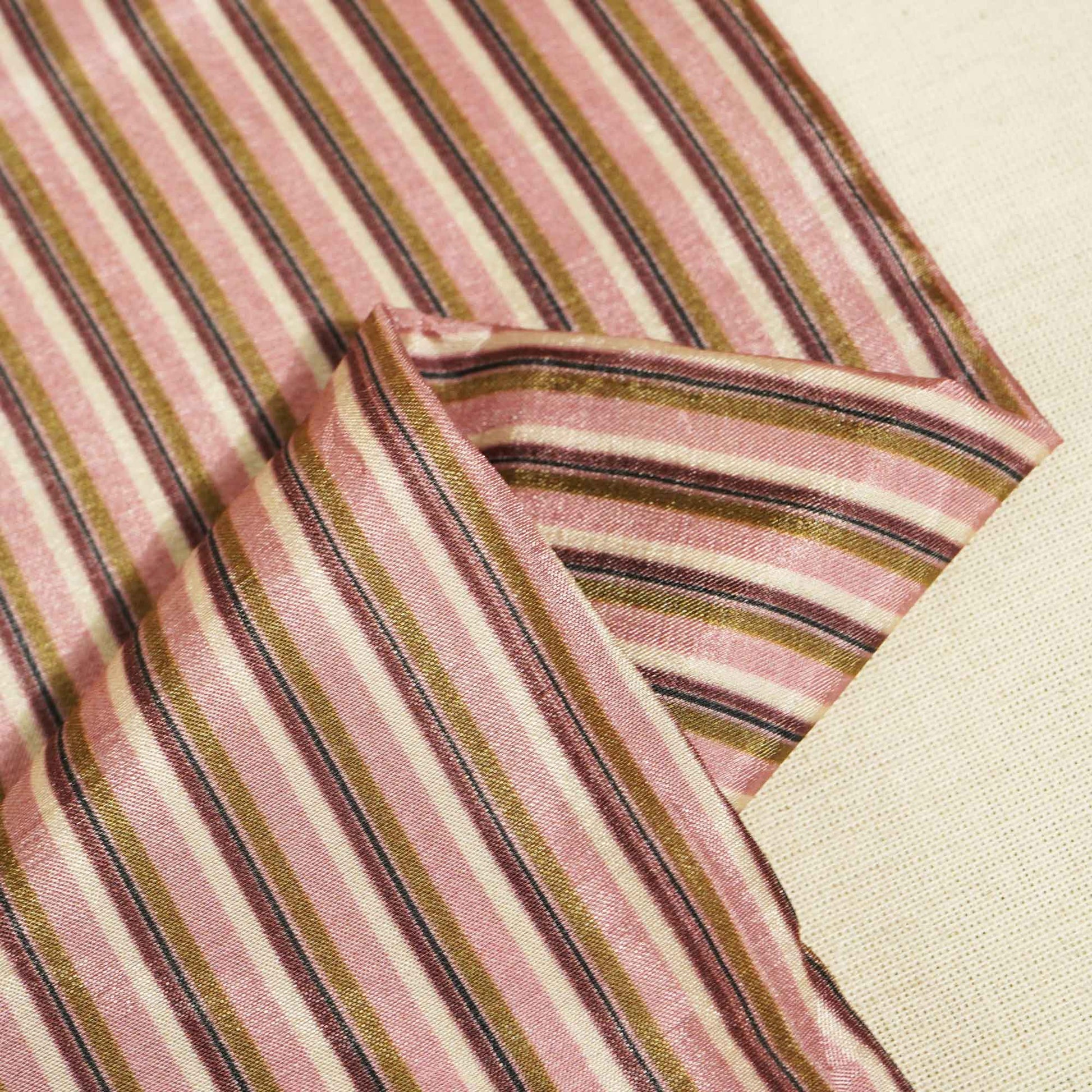 Lavender Stripes Print Upada Silk Fabric 2555 MTF-21080