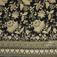 Black Sabyasachi Zari Embroidery Raw Silk Fabric DR-28211