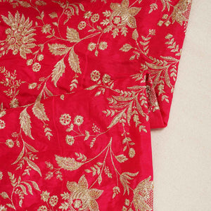 Hot Pink Sabyasachi Zari Embroidery Raw Silk Fabric DR-28212 - TradeUNO
