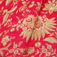 Hot Pink Sabyasachi Zari Embroidery Raw Silk Fabric DR-28212