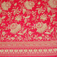 Hot Pink Sabyasachi Zari Embroidery Raw Silk Fabric DR-28212