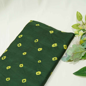 Dark Green Bandhani Print Bemberg Silk Fabric 01439 GT-21267