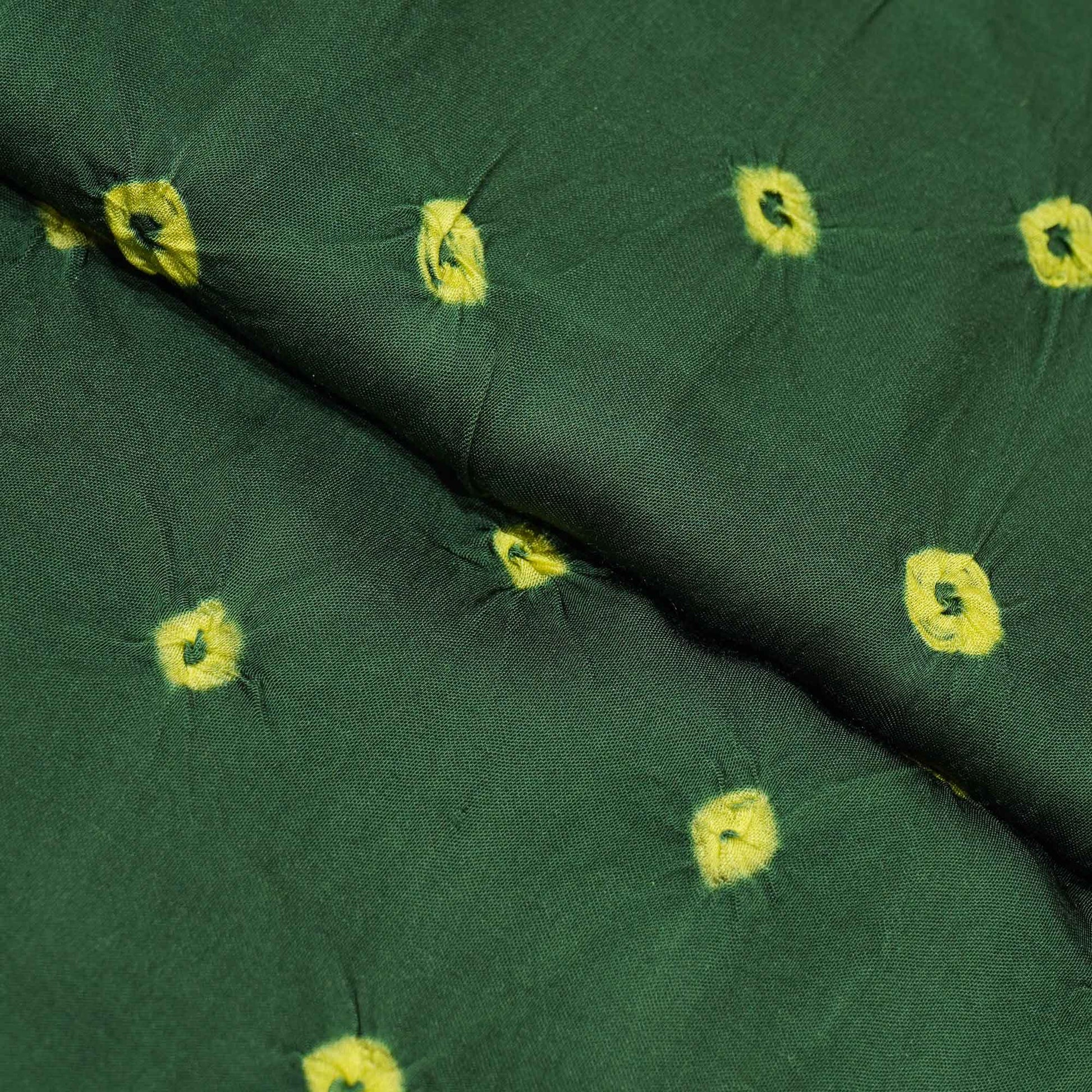 Dark Green Bandhani Print Bemberg Silk Fabric 01439 GT-21267