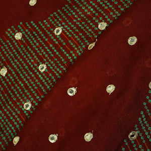 Brick Red Floral Print Mirror Embroidery Organza Fabric 3001 MTF-21289