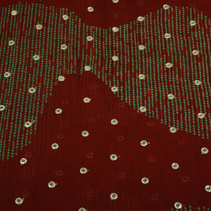 Brick Red Floral Print Mirror Embroidery Organza Fabric 3001 MTF-21289