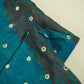 Teal Blue Floral Print Mirror Embroidery Organza Fabric 3001 MTF-21290