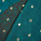 Teal Blue Floral Print Mirror Embroidery Organza Fabric 3001 MTF-21290