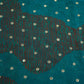 Teal Blue Floral Print Mirror Embroidery Organza Fabric 3001 MTF-21290