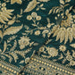Dark Green Sabyasachi Zari Embroidery Raw Silk Fabric DR-28213