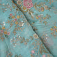 Blue French knot Thread Embroidery Georgette Fabric RA-28214