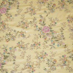 Yellow French knot Thread Embroidery Georgette Fabric RA-28216 - TradeUNO