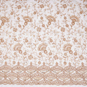 White Floral Zari Embroidery Dyeable Crepe Fabric AC-29216 - TradeUNO