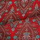 Red Kashmiri Embroidery Raw Silk Fabric DRAJ-28219