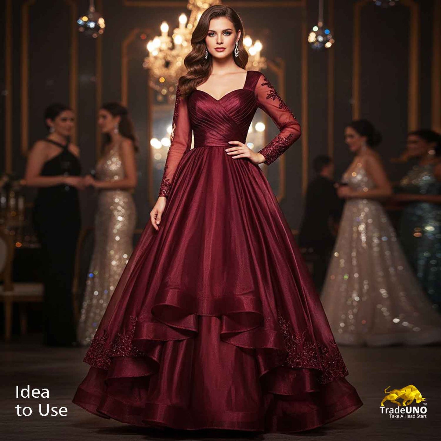 Maroon Solid Jimmy Choo Organza Fabric 21957