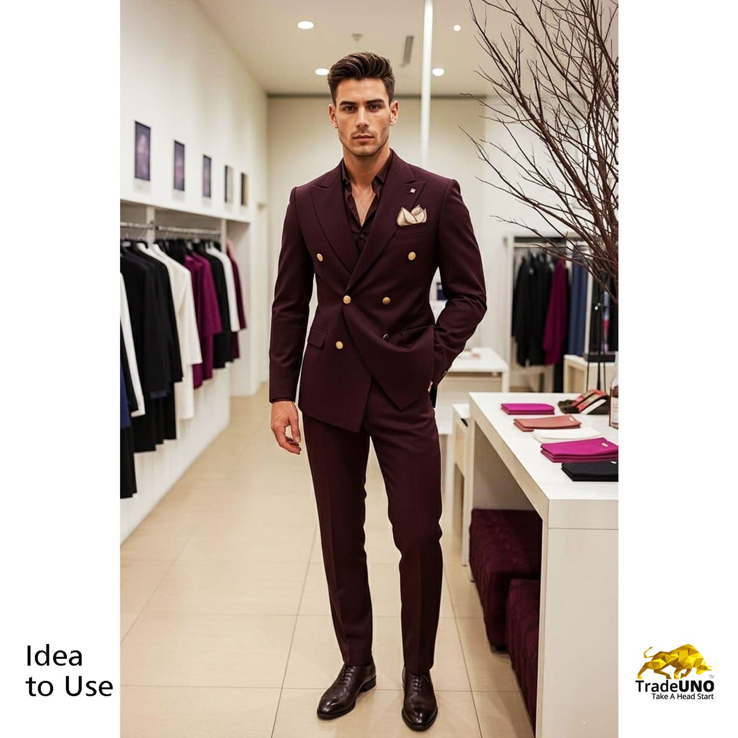 Wine Solid Japanese Suiting Fabric 21973