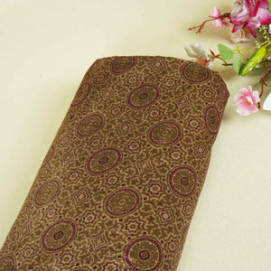 Green Ajrakh Print Velvet Fabric MF-28222 - TradeUNO