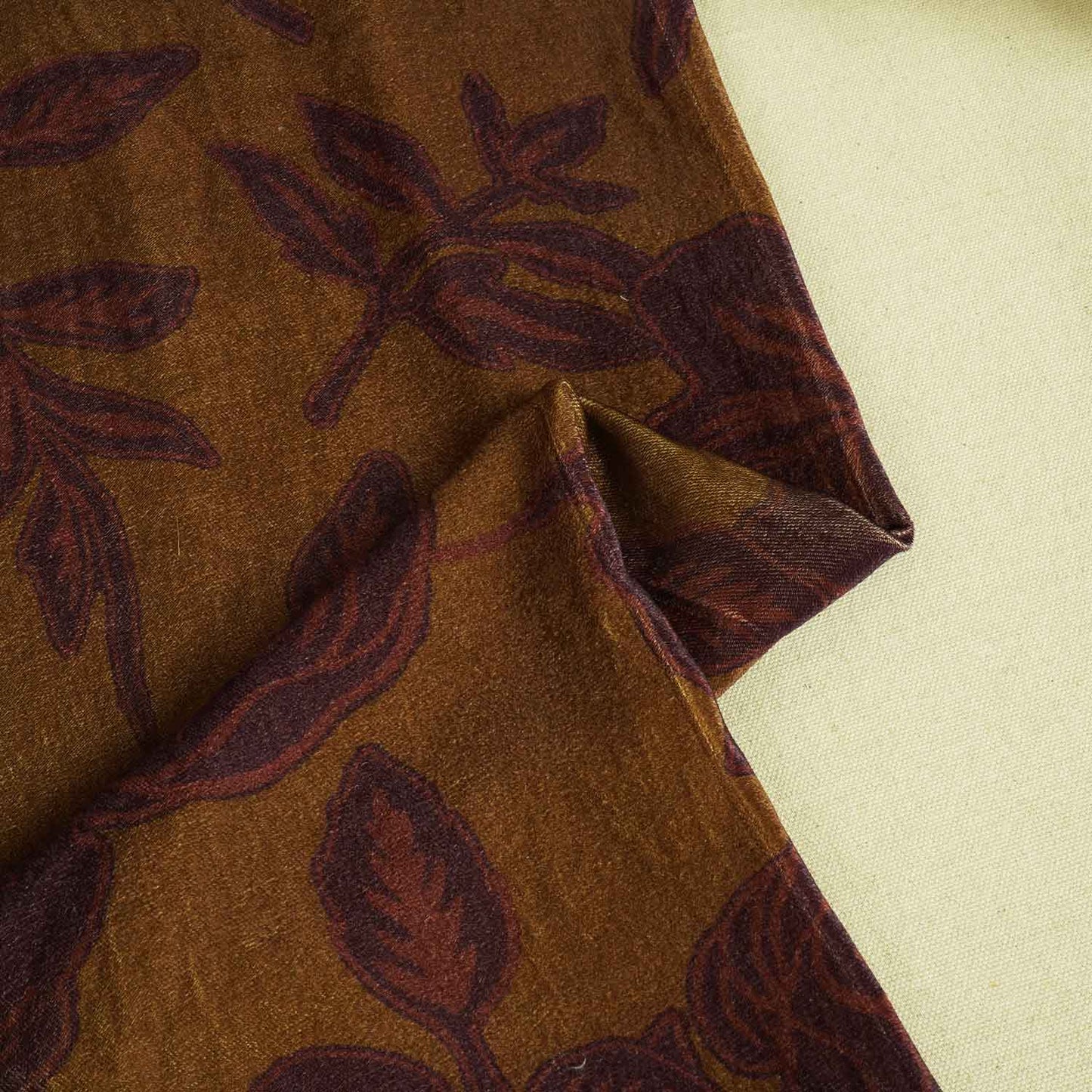 Mustard Floral Print Velvet Fabric MF-28223