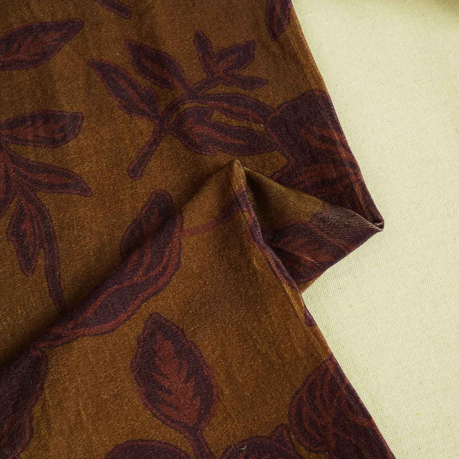 Mustard Floral Print Velvet Fabric MF-28223 - TradeUNO
