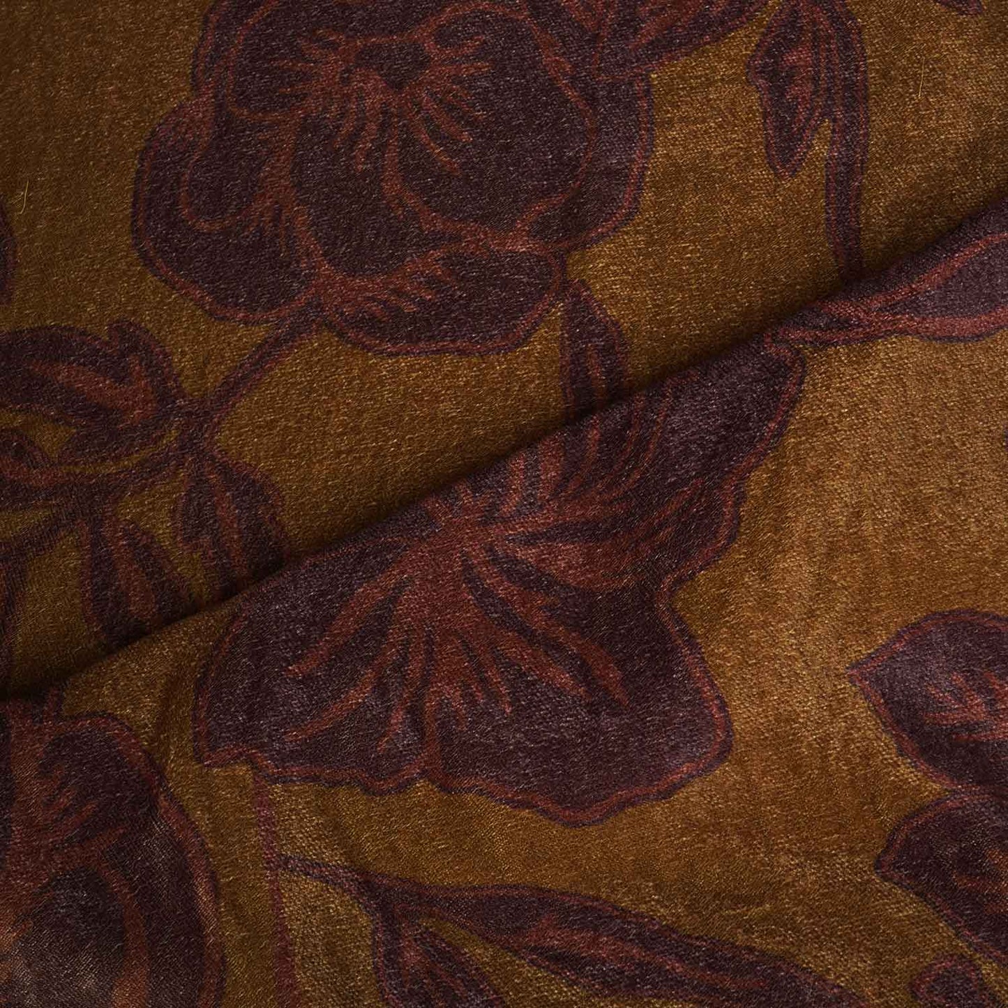 Mustard Floral Print Velvet Fabric MF-28223