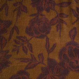 Mustard Floral Print Velvet Fabric MF-28223 - TradeUNO