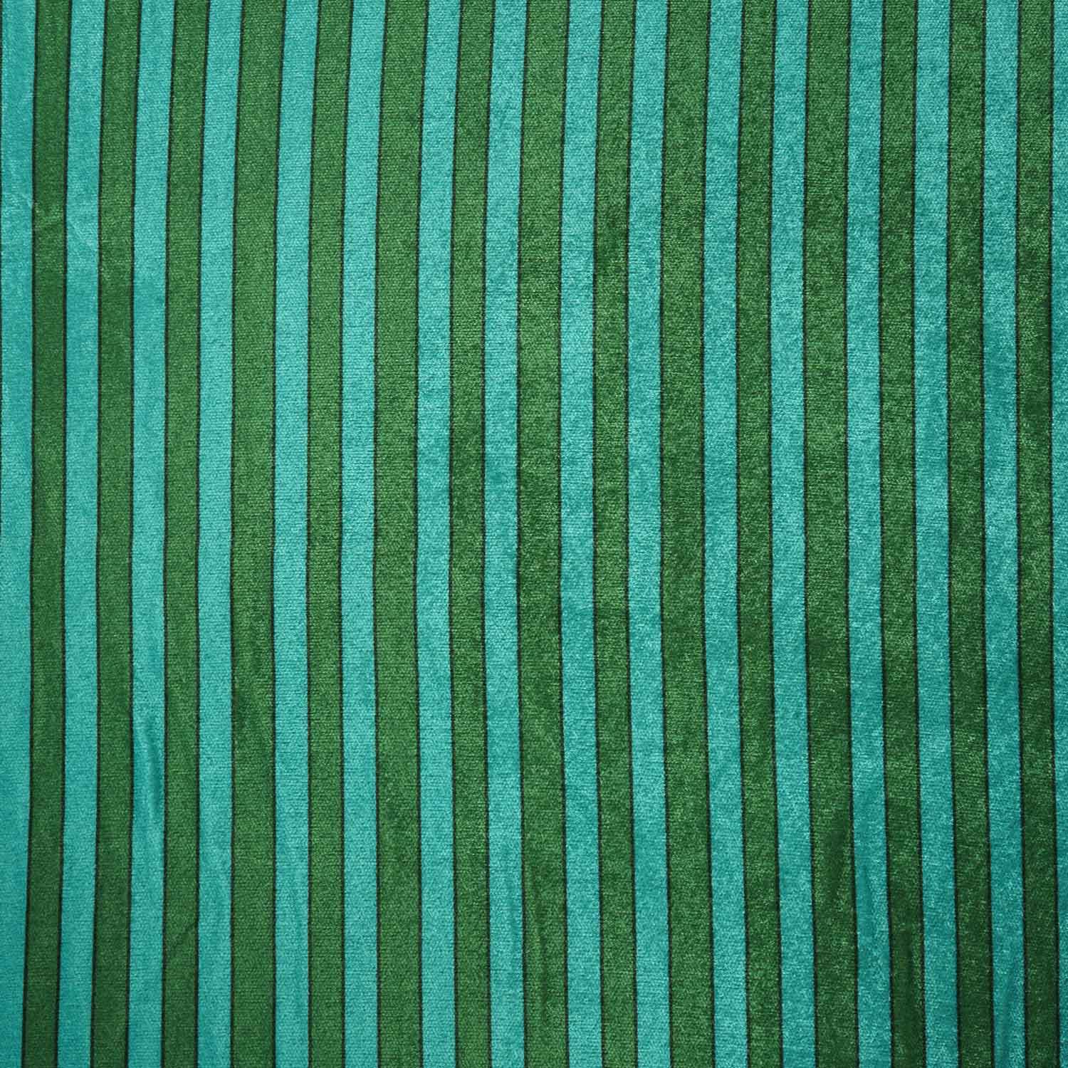 Sky Blue & Green Strips Velvet Fabric MF-28224 - TradeUNO