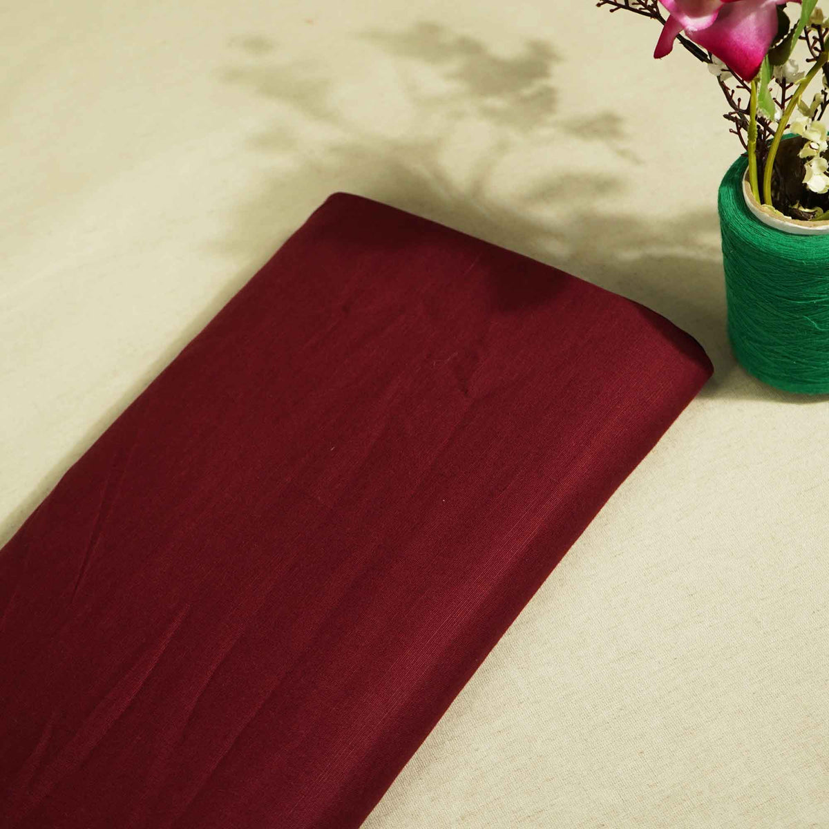 Maroon Solid Cotton Linen Fabric 22482 - TradeUNO