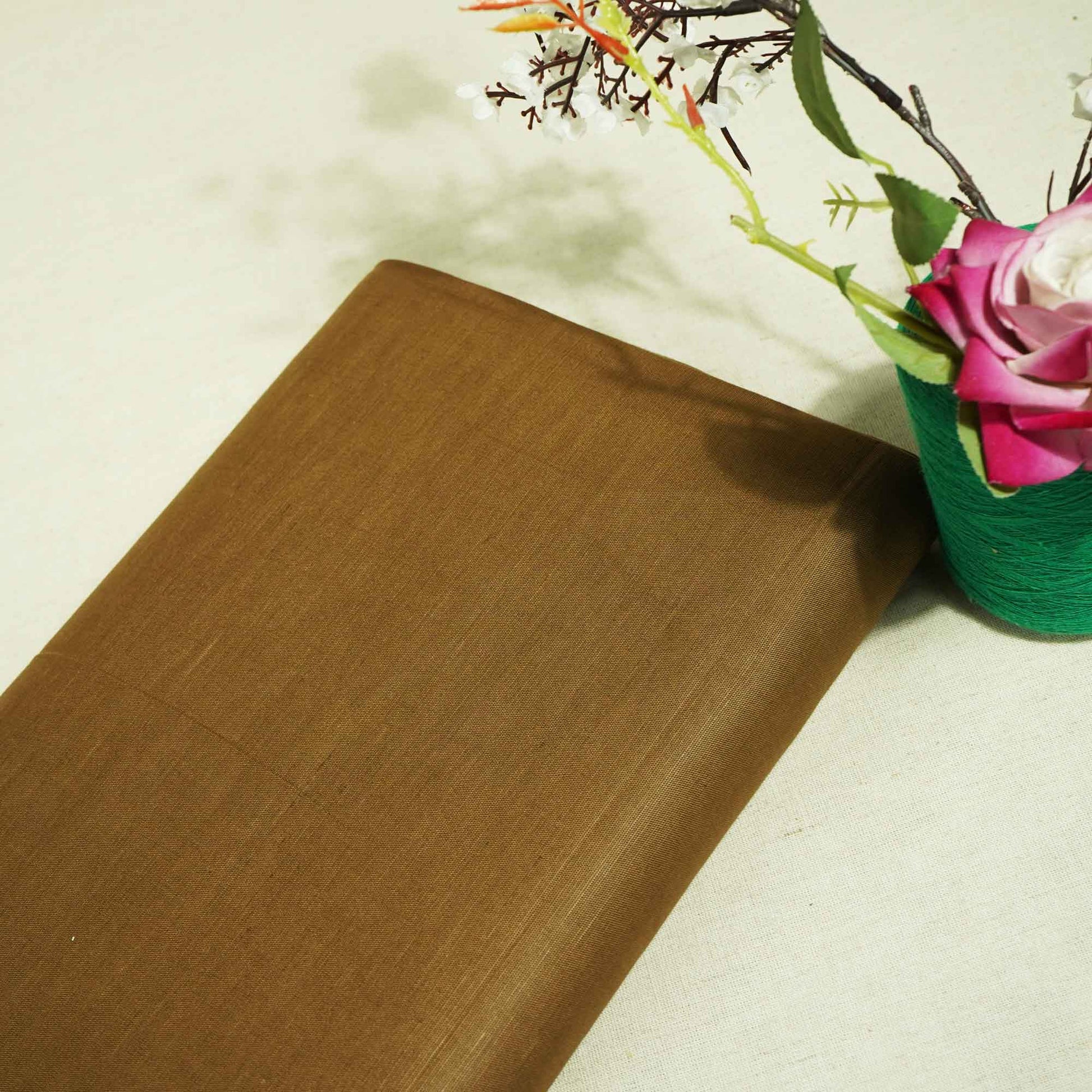 Brown Solid Cotton Linen MKT-22483