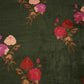 Dark Green Floral Print Velvet Fabric MF-28225