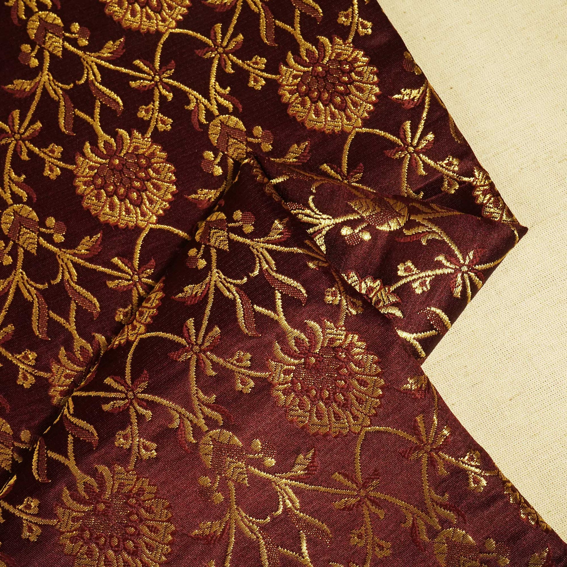Maroon Brocade Fabric 802KRE-22514