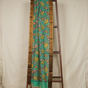 Green Pen Kalamkari Cotton Silk Dupatta