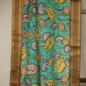Green Pen Kalamkari Cotton Silk Dupatta
