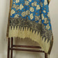 Beige & Blue Pen Kalamkari Cotton Silk Dupatta