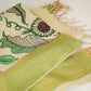 Beige & Green Pen Kalamkari Cotton Silk Dupatta