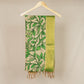 Beige & Green Pen Kalamkari Cotton Silk Dupatta