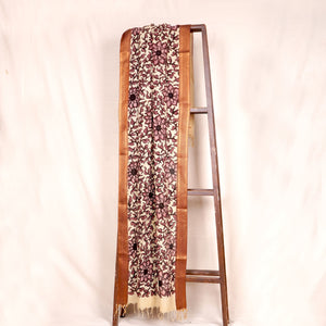 Beige & Brown Pen Kalamkari Cotton Silk Dupatta