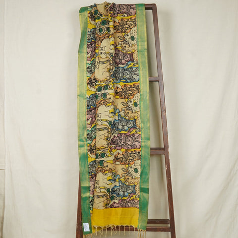 Multicolor Pen Kalamkari Cotton Silk Dupatta