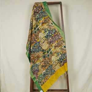 Multicolor Pen Kalamkari Cotton Silk Dupatta