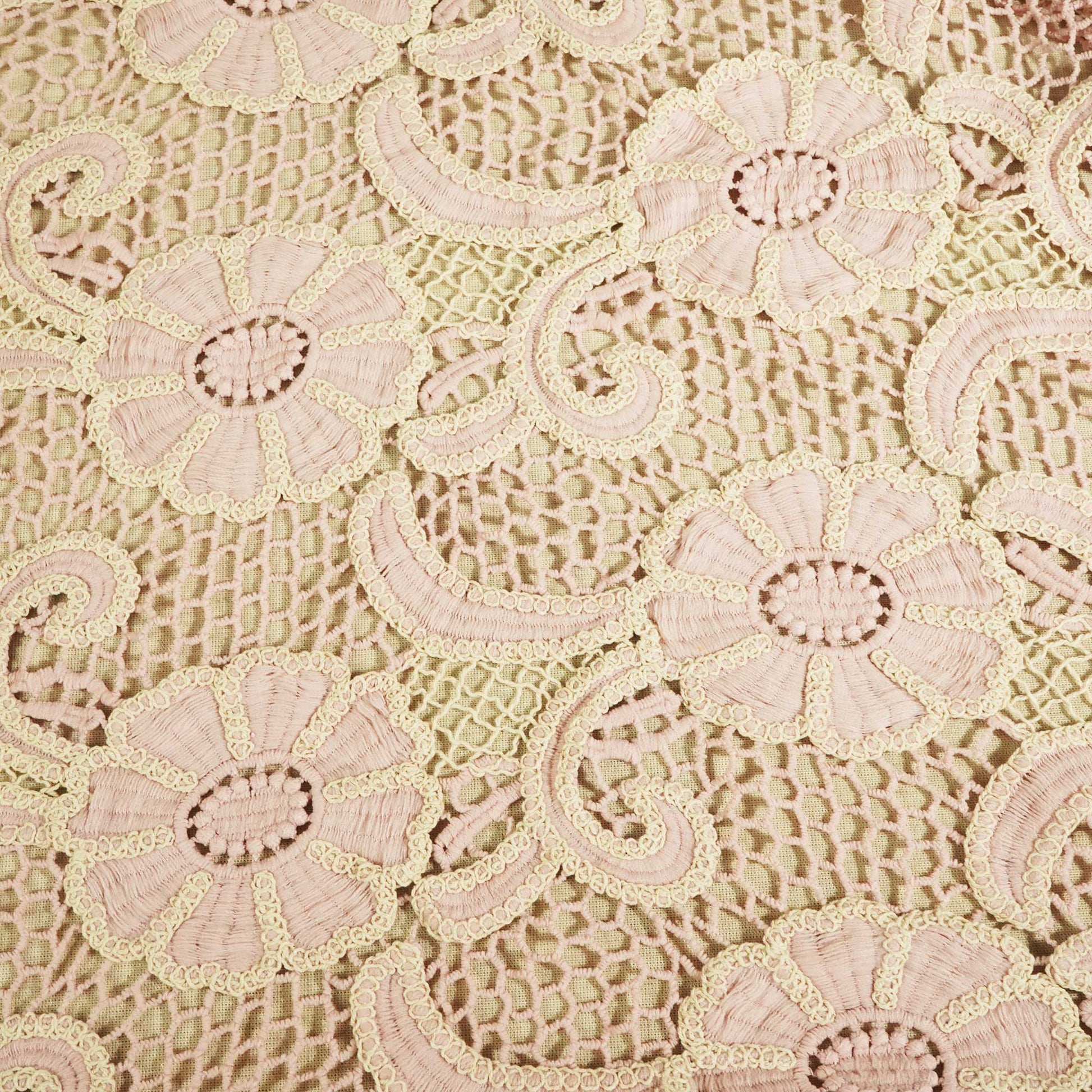 Pink Floral Cotton Crochet Fabric CF-22594