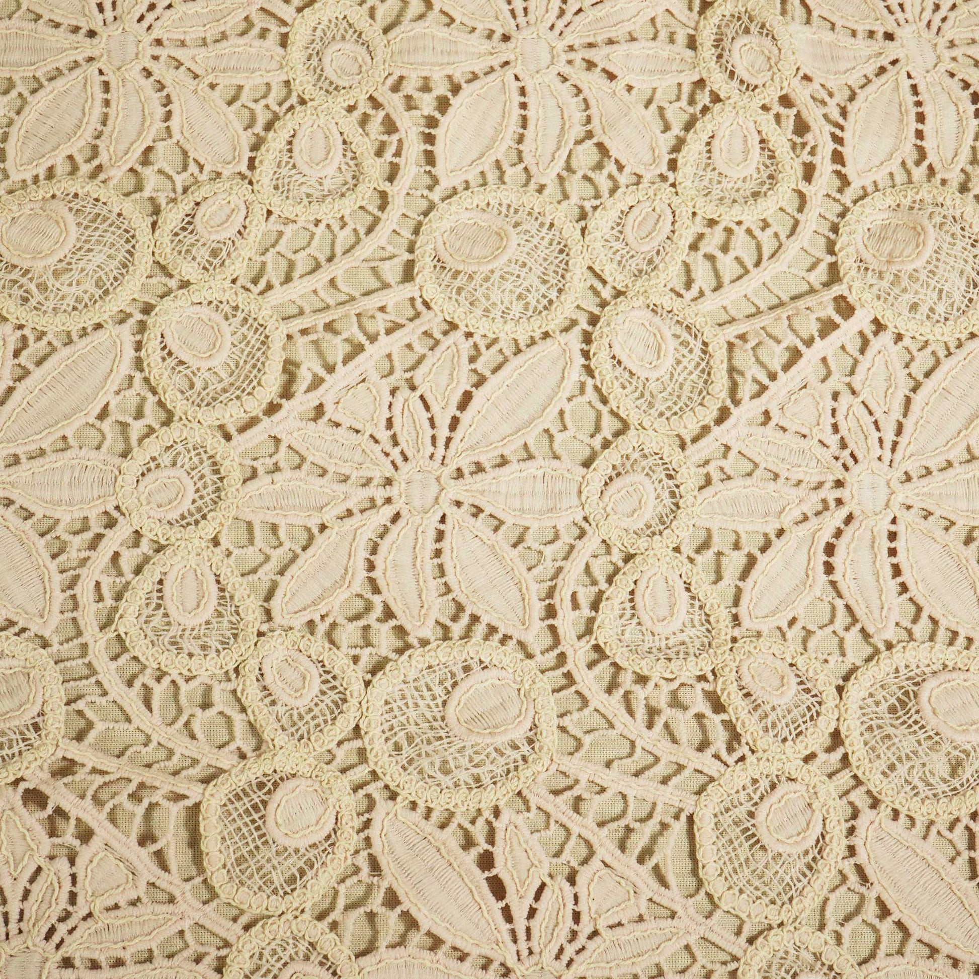 Peach Floral Cotton Crochet Fabric CF-22595