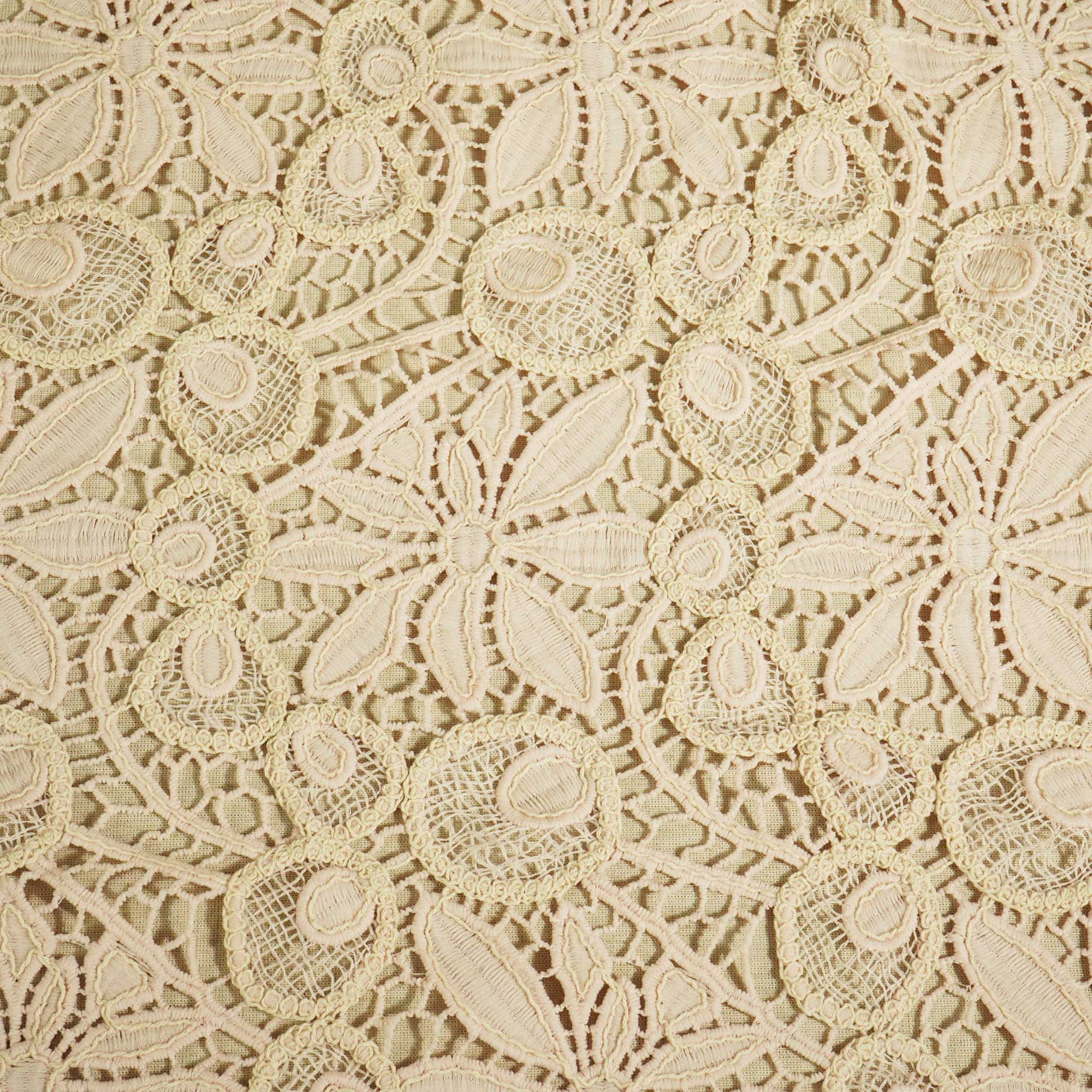 Peach Floral Cotton Crochet Fabric CF-22595