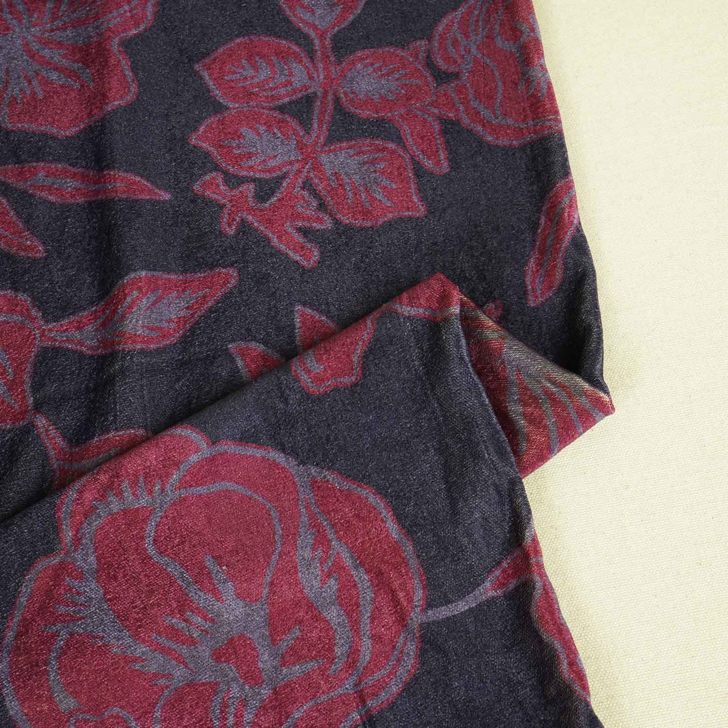 Purple Floral Print Velvet Fabric MF-28227