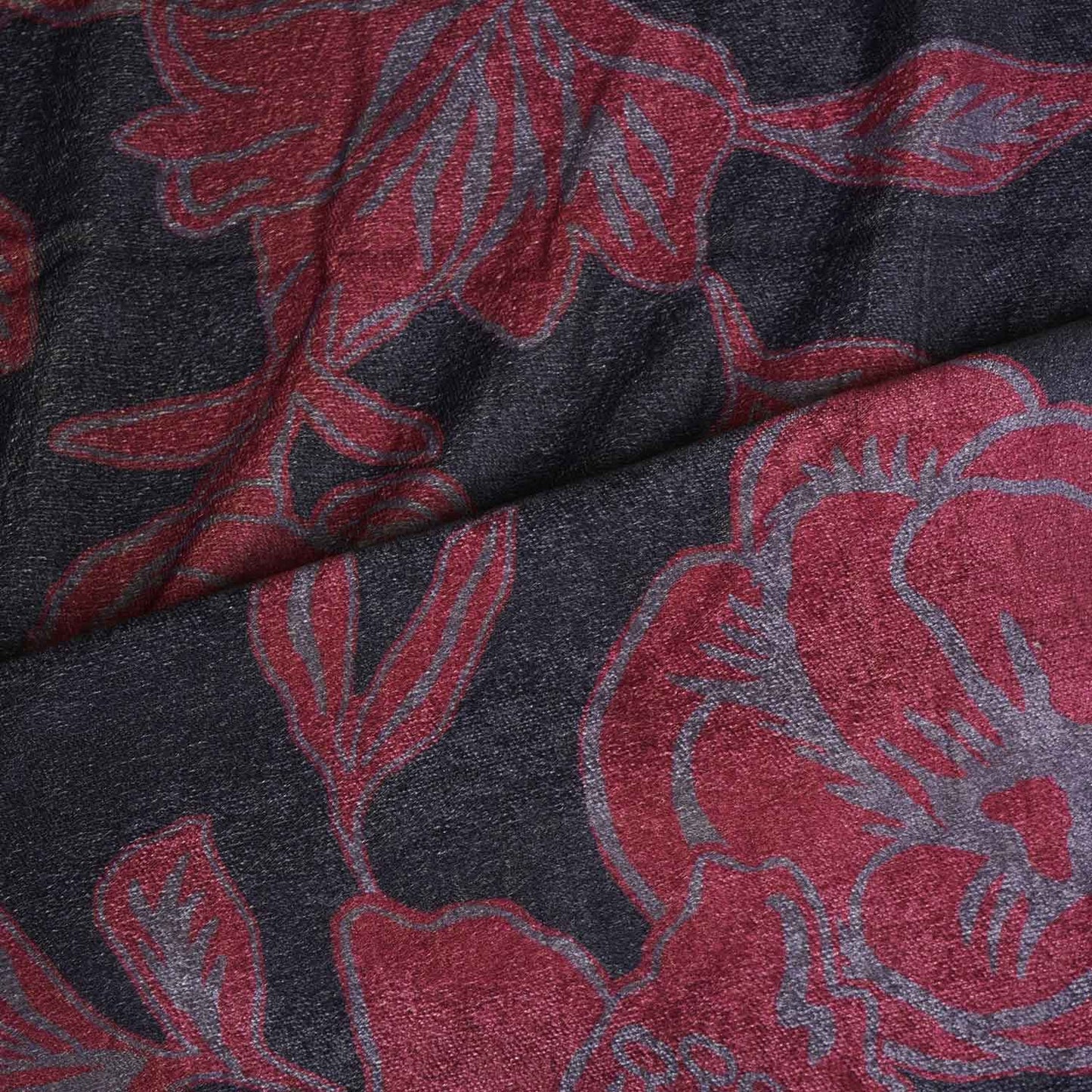 Purple Floral Print Velvet Fabric MF-28227