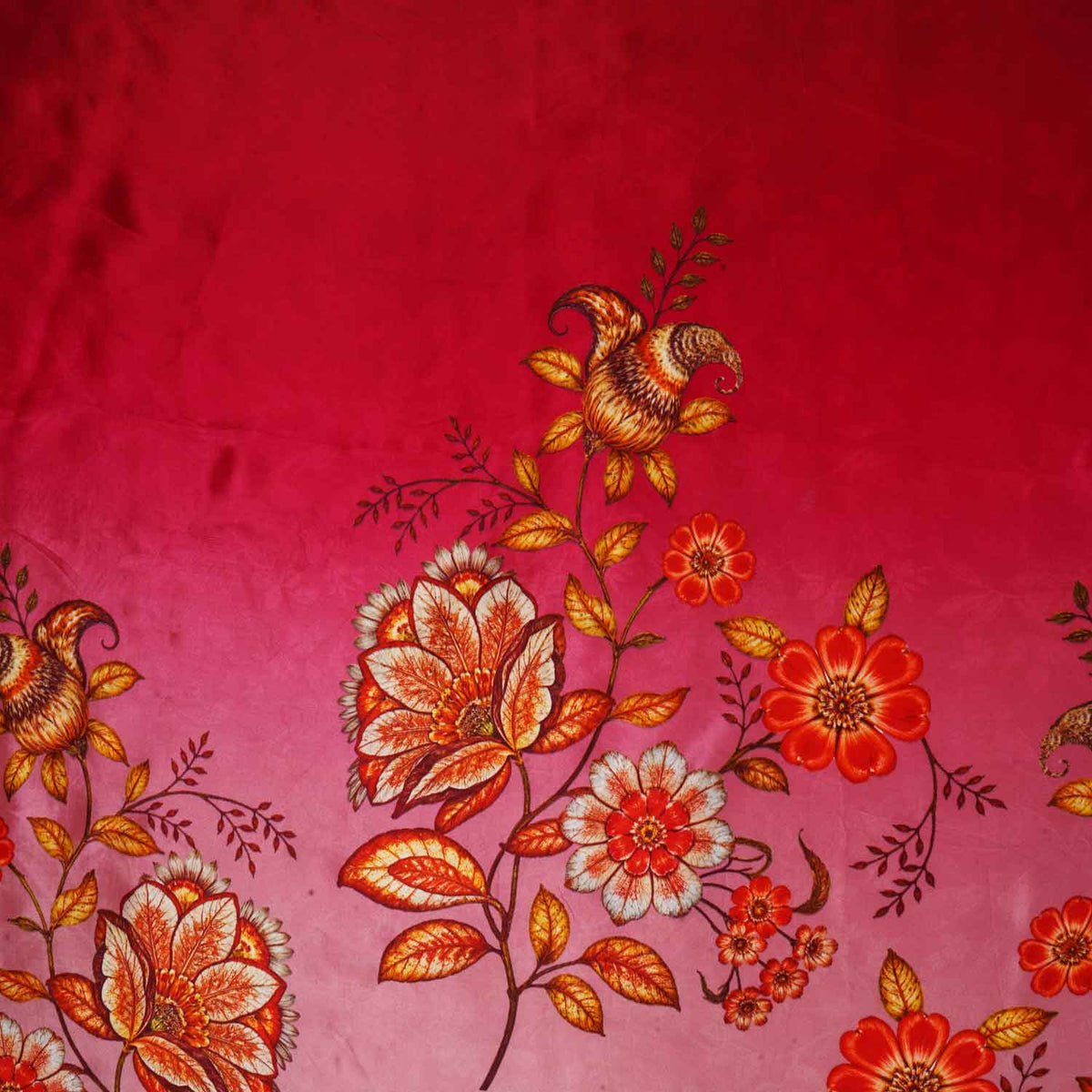 Light Pink & Wine Shaded Floral Print Crepe Fabric MT-28230 - TradeUNO