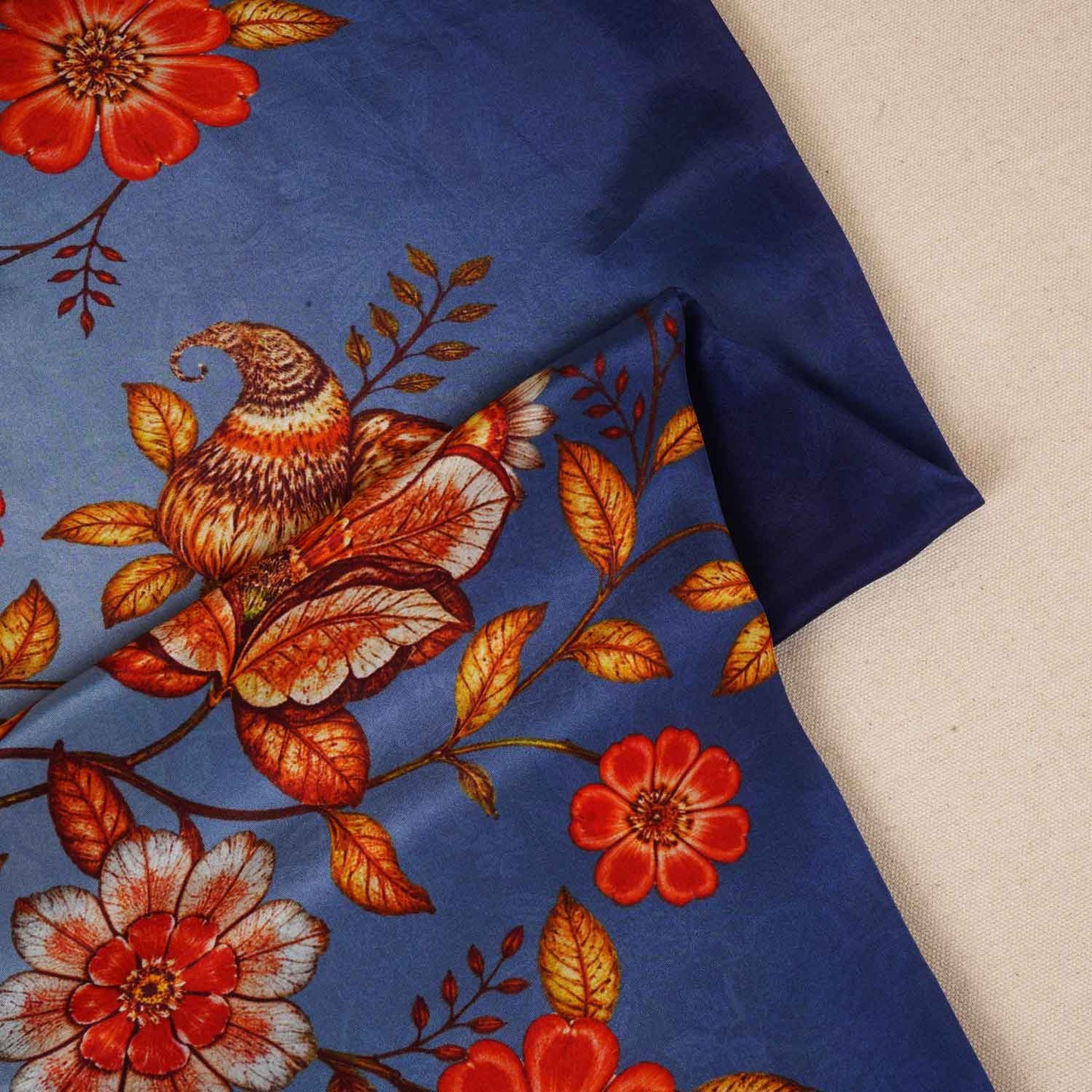 Sky Blue & Navy Blue Shaded Floral Print Crepe Fabric MT-28232